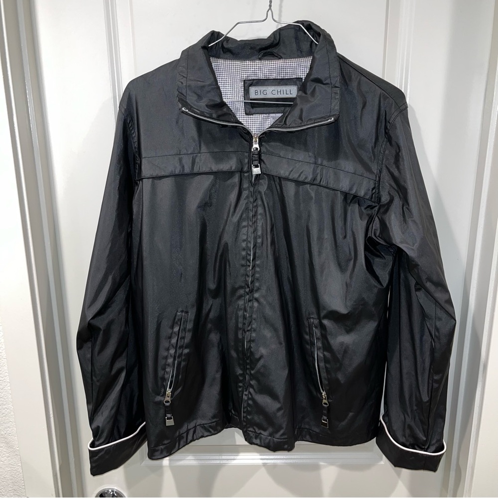 Big Chill Women's Black Jacket Windbreaker LINED Size L full zip